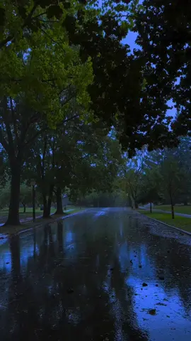 blue hour walk in the rain feels like a John Hughes movie 😌💙 #fyp #nostalgia #ambient #rain #liminal 