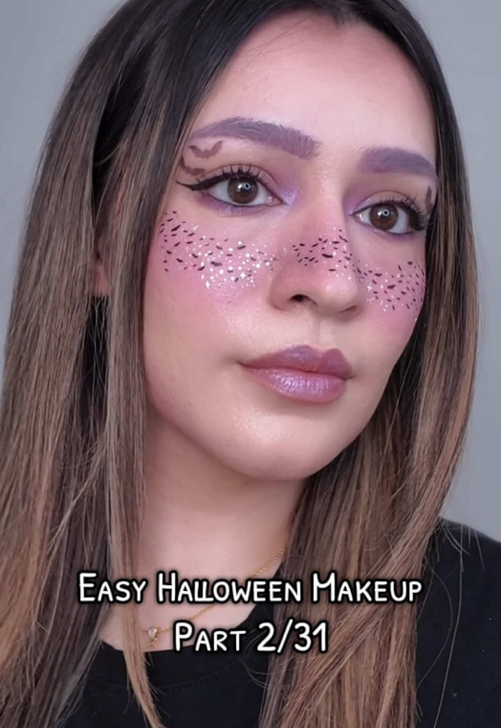 Part 2 | cosmic bat makeup 🦇✨  @Rare Beauty - liquid liner @Huda Beauty  - concealer & eyeshadow palette  @Olive & June & @Fazit - bat makeup patch #halloween2025 #easyhalloweenmakeup #makeuphacks #halloweenmakeup #halloweenlook 