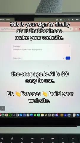 guys honestly, if you’ve been thinking about starting your own business, building a website is the easiest and smartest move you can make. i used onepage.io to create mine—it’s crazy how fast and simple it is, thanks to their ai. no tech skills needed, just pure hustle and a little creativity. trust me, once your website’s up, everything else just starts falling into place. let’s goooo 🚀✨ #SmallBusiness #onepageio #entrepreneurmindset