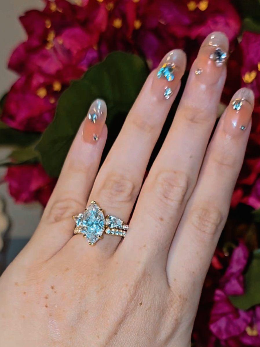 The sparkle of this ring is inane! ✨️ What do you think about this style?  Tap the link above to learn more 😍 #marquise #engagementrings #selenagomezring #ad #tiktokshop 