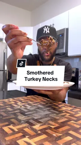 Smothered Turkey Necks are an underrated and probably forgotten southern classic. Even better than oxtails in my opinion 🔥 • Ingredients: •	4–6 large (softball-sized) turkey necks (find at a local butcher or specialty store) •	2 tbsp onion powder •	2 tbsp garlic powder •	1 tbsp Italian seasoning •	1 tbsp smoked paprika •	1 tbsp Nature’s Seasoning •	1 tbsp Creole seasoning •	1 tsp browning sauce (optional, for color & depth) •	2 tbsp ghee (or butter/oil) •	1 large onion, chopped •	1 bell pepper, chopped •	2 celery stalks, chopped •	4 cloves garlic, minced •	½ cup flour •	½ cup oil (for roux) •	4 cups chicken broth •	2 cups water •	2 bay leaves •	Fresh herb bundle (thyme, parsley, rosemary tied with string or in cheesecloth) •	2 tbsp butter (to enrich sauce) #turkeyneck #soulfood #slowcookerrecipe #dinnerrecipe #fyppp 