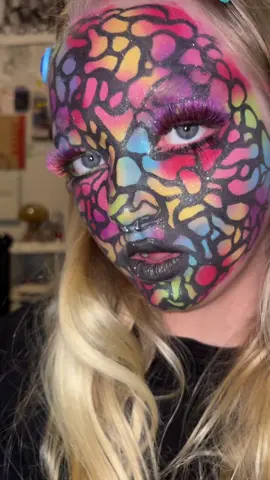 Super cool awesome makeup, so far posting everyday in oct is going well// ib:@Mixi 💗⭐️ #creativemakeup #fypシ #mua #halloween #rainbow 