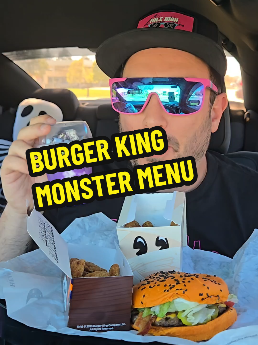 @Burger King Just released their Monster MENU! It's $17 for the Jack-o-lantern whopper, Mummy Mozzarella Fries, Vampire Nuggets, Franken Candy Sunday Will you be checking this out?  Follow me for more Seasonal Food reviews!  #fyp #halloween #monster #burger #Foodie 