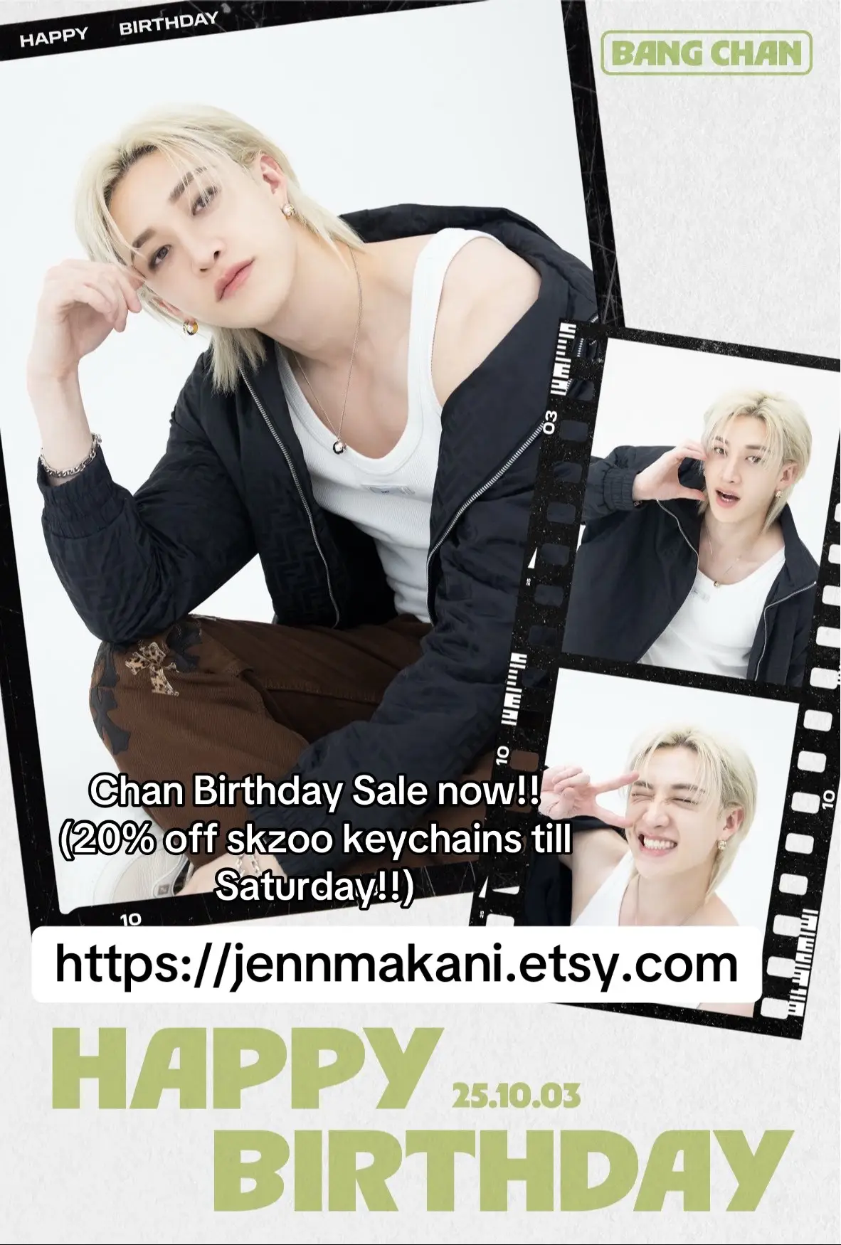 Happy Birthday Chan. I hope it’s spent with love, care and devotion from those around you that love you most. ❤️ All skzoo keychains are 20% off in honor of Chan’s Birthday today (10/2) to Saturday (10/4) https://jennmakani.etsy.com