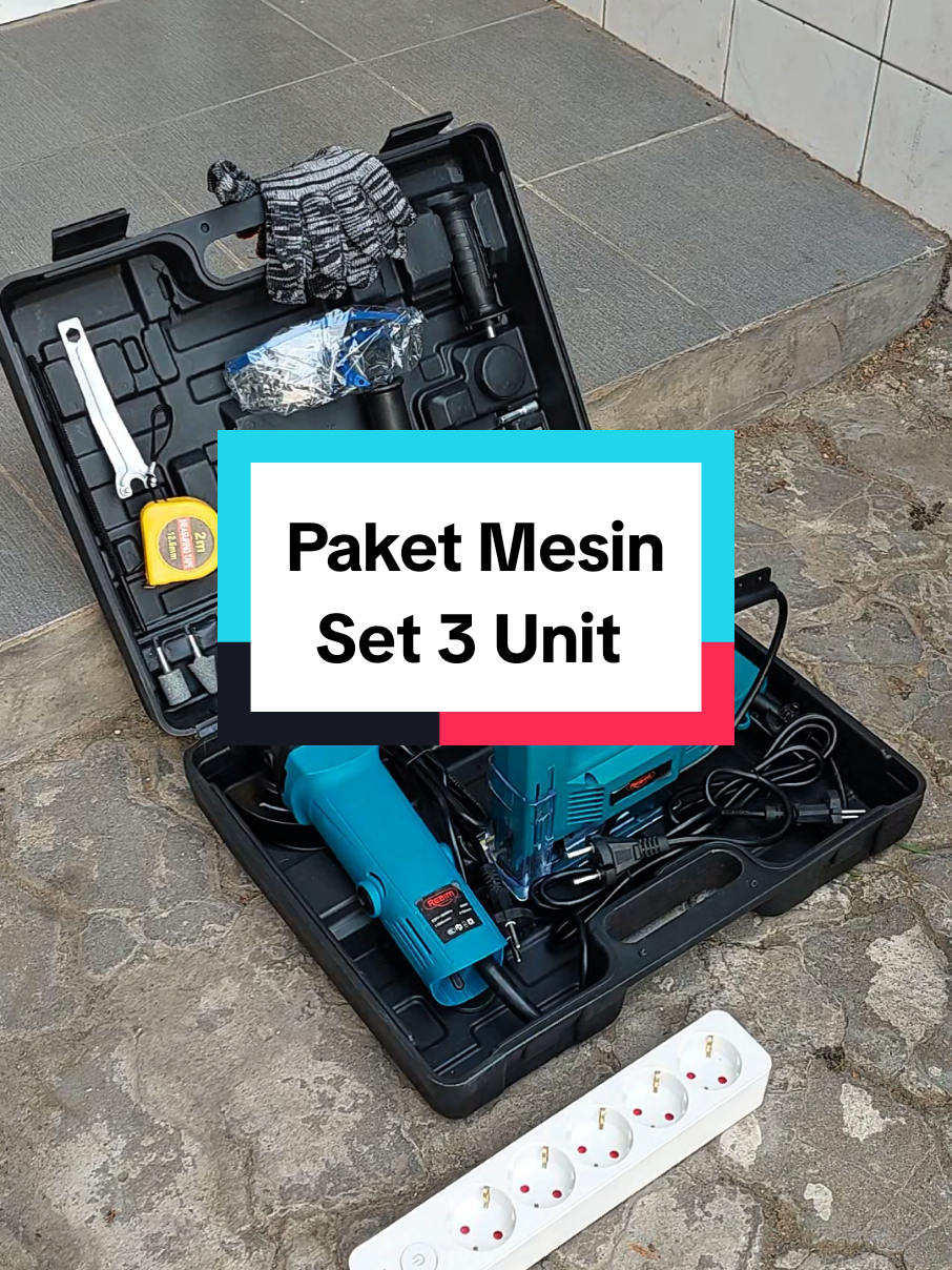 Paket mesin set 3 unit #paketmesin3in1 #mesinjigsawmurah #mesinbor13mm  #mesingerinda #mesinreaim3in1 