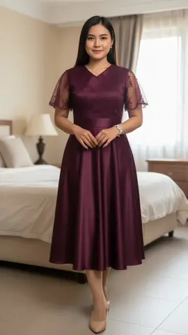 Dres Wanita Satin Kombinasi Brokat Dress Kondangan Dress Pesta Dress Natal #dressbrukat 