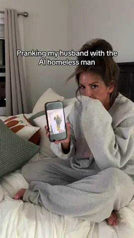 Pranking my husband with the ai homeless man… creepy how real it looks!! #daveandjanie #homelessman #aihomelessmanprank #ai #fypシ゚viral 