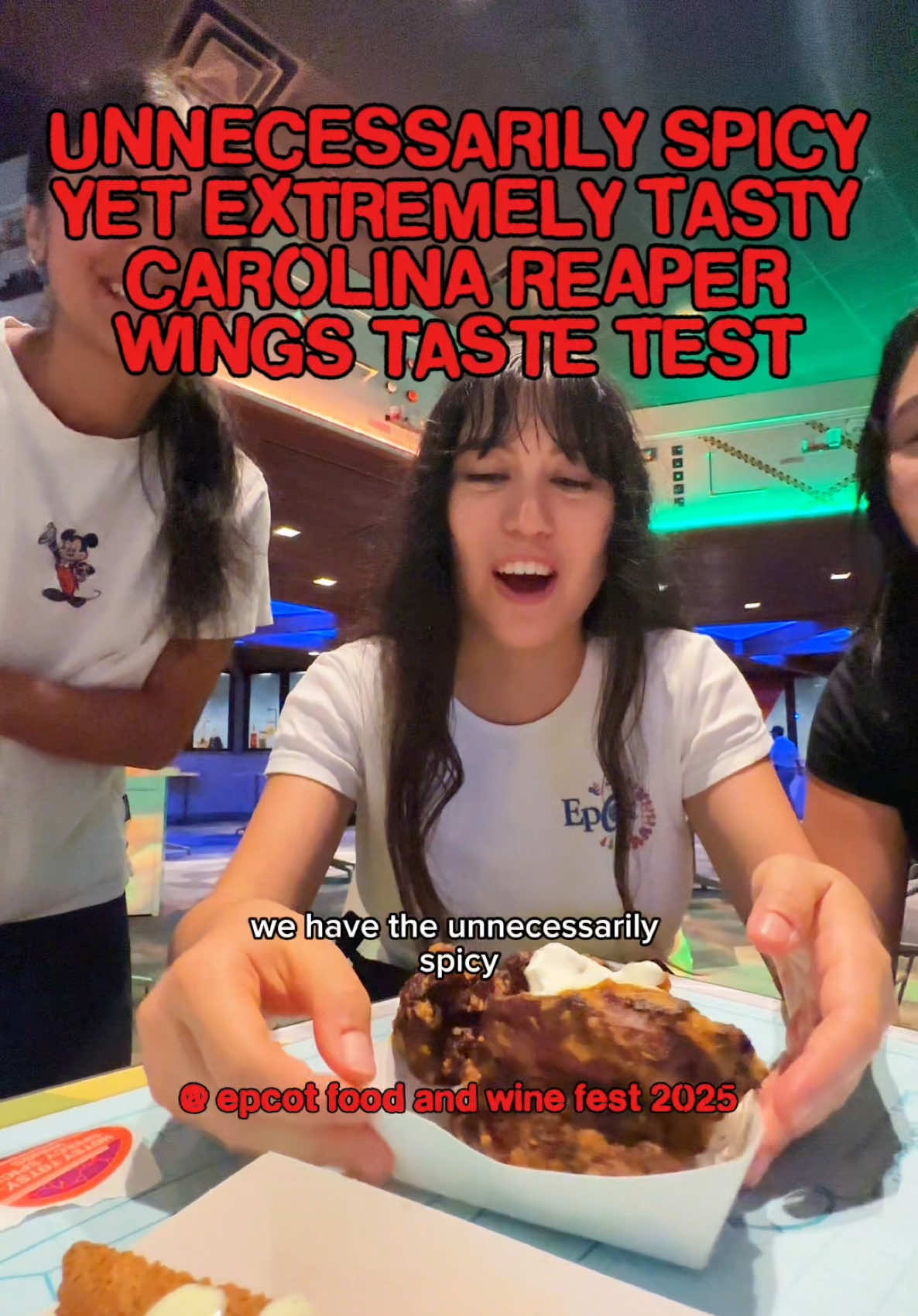 trying the unnecessarily spicy yet extremely tasty carolina reaper wings and fried pickle spears at the epcot food and wine festival!! 🍗 it was so intense 😭 #epcotfoodandwine #orlandoflorida #disneyworld #foodreview #orlandofoodie 