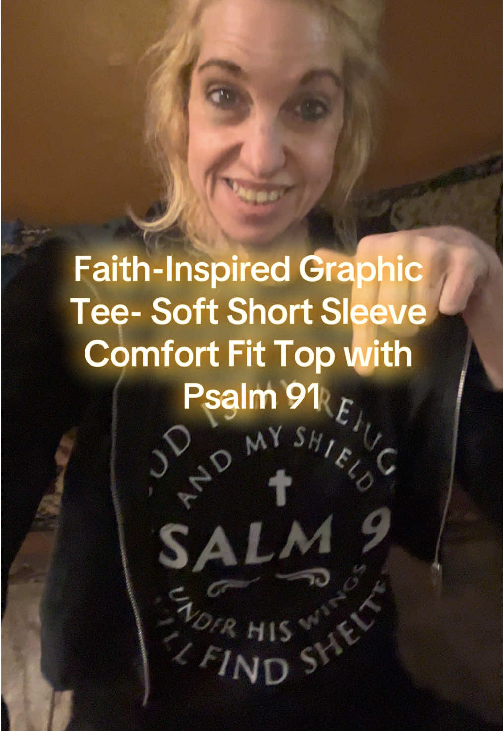 Faith-Inspired Graphic Tee- Soft Short Sleeve Comfort Fit Top with Psalm 91. Comes black or white. So affordble. Great gift idea.  #psalm91 #psalm91prayer #christiantiktok #christianclothing #christiangirl 