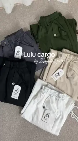 New arrivals ! Best upgrade your cargo style 🤍🫶🏻🦋#zayidagirls #promoseruweekend #cargopantswanita #lulucargo #zayidalulucargo 