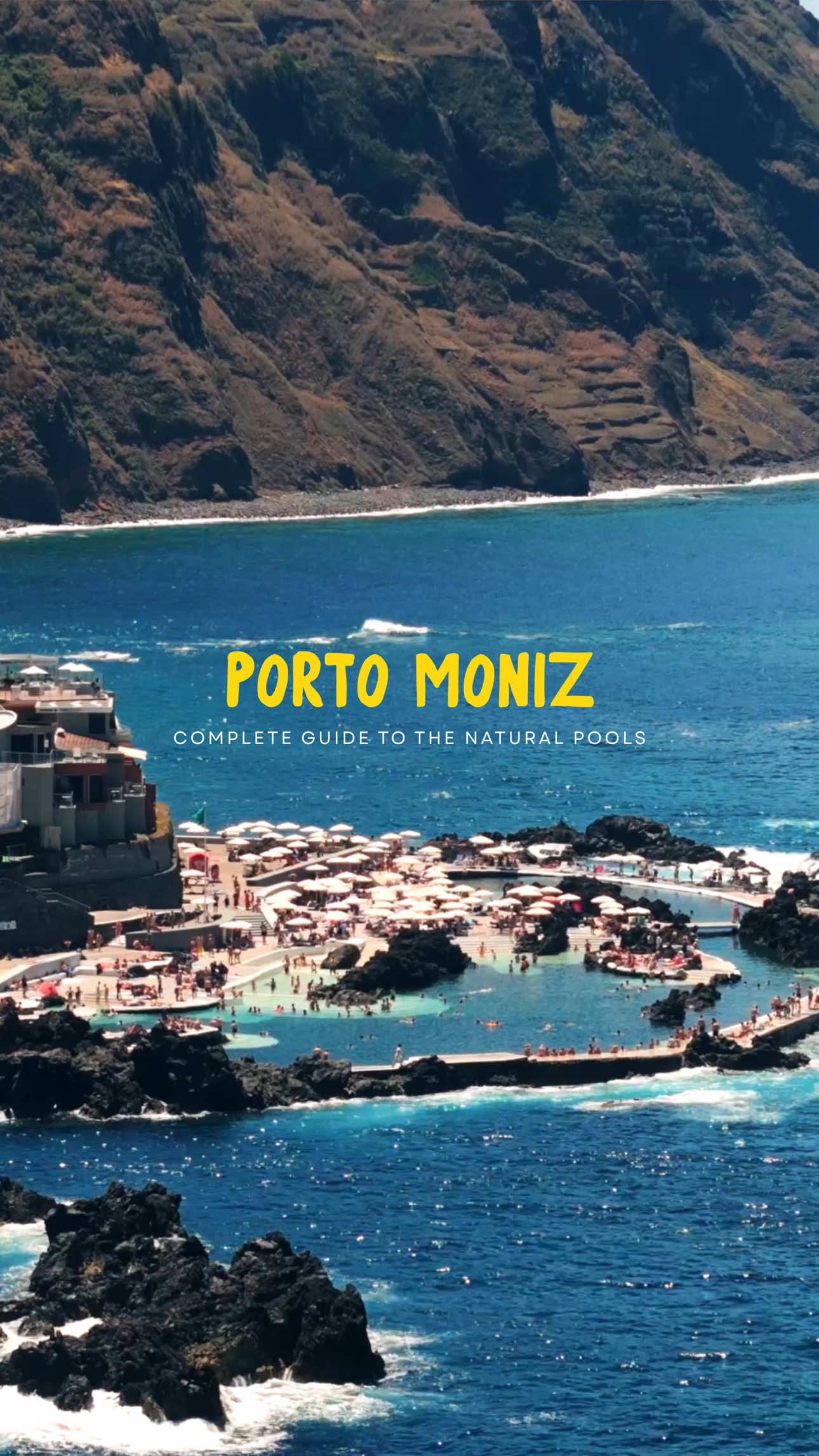spilling the 🫖: on everything you need to know about the porto moniz natural pools🐚 💸 ticket price: €3 x adult  *during the summer  ⏰ schedule: monday - sunday 9 am - 7 pm  🧭 50 min drive from funchal ⛱️ facilities: there are locker rooms with showers & changing rooms, a restaurants, snack kiosks w/ food & drink, & umbrellas + loungers available for rent  🤿 don't want to pay?: a short walk over are the original natural pools (📍piscinas naturais velhas) that you can go to for free! 💌 worth the hype?: in my opinion, YES ABSOLUTELY — even if you're in madeira for a short time, the pools & town itself are worth a visit! come early in the morning or late in the afternoon to avoid peak time crowds  🩵 hope that helps!  🏷️ porto moniz swimming pools. things to do in madeira. places to visit in madeira. best towns in madeira, portugal.