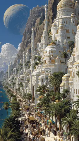 This paradise city needs a legendary name. What are we calling this beautiful world? Best answer gets a pin. ✨ #scifi #art #fyp #foryoupage #cityscape 