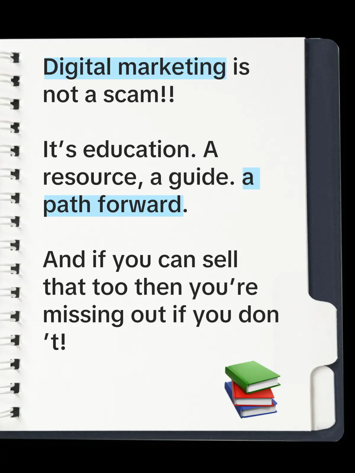 If you think digital marketing is a course to resell a course then you’re missing out on the bigger picture.  Marketing is just selling, sharing or promoting a product.  A digital product is something you can’t hold in your hands, but you can see, use and learn from If one course taught you 24 ways to earn money and only one of those ways was reselling the course, you’d be stupid not to do it. But hey, that’s just my opinion.  You do you, let me know how that goes.  ##swc##onlineeducation##digitalproductsforbeginners
