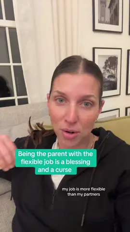 Being the parent with the more flexible job can be amazing but also can be difficult to manage and result in feeling like you’re always switching back and forth #remotework #wfhmom #momlife #millennialmom #workingmom 