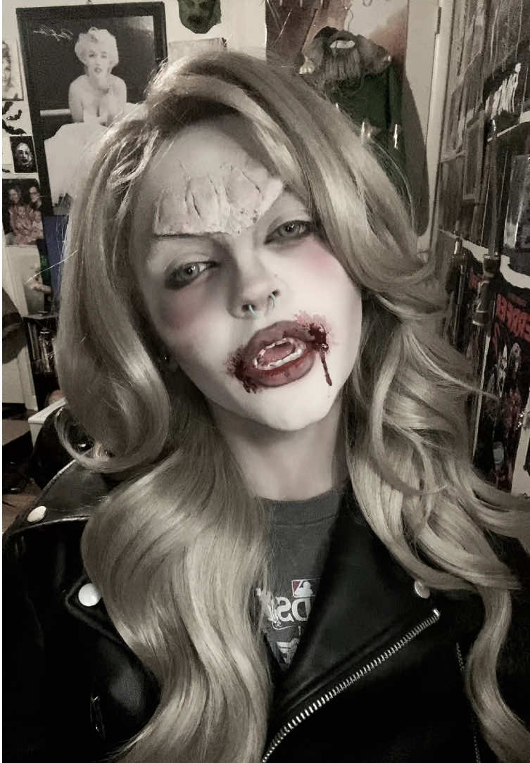 see i know this is going to flip because i didn’t do a full face paint but idc cause i’m so proud of this look. #horror #fypシ゚viral #halloween #vampire #buffy 