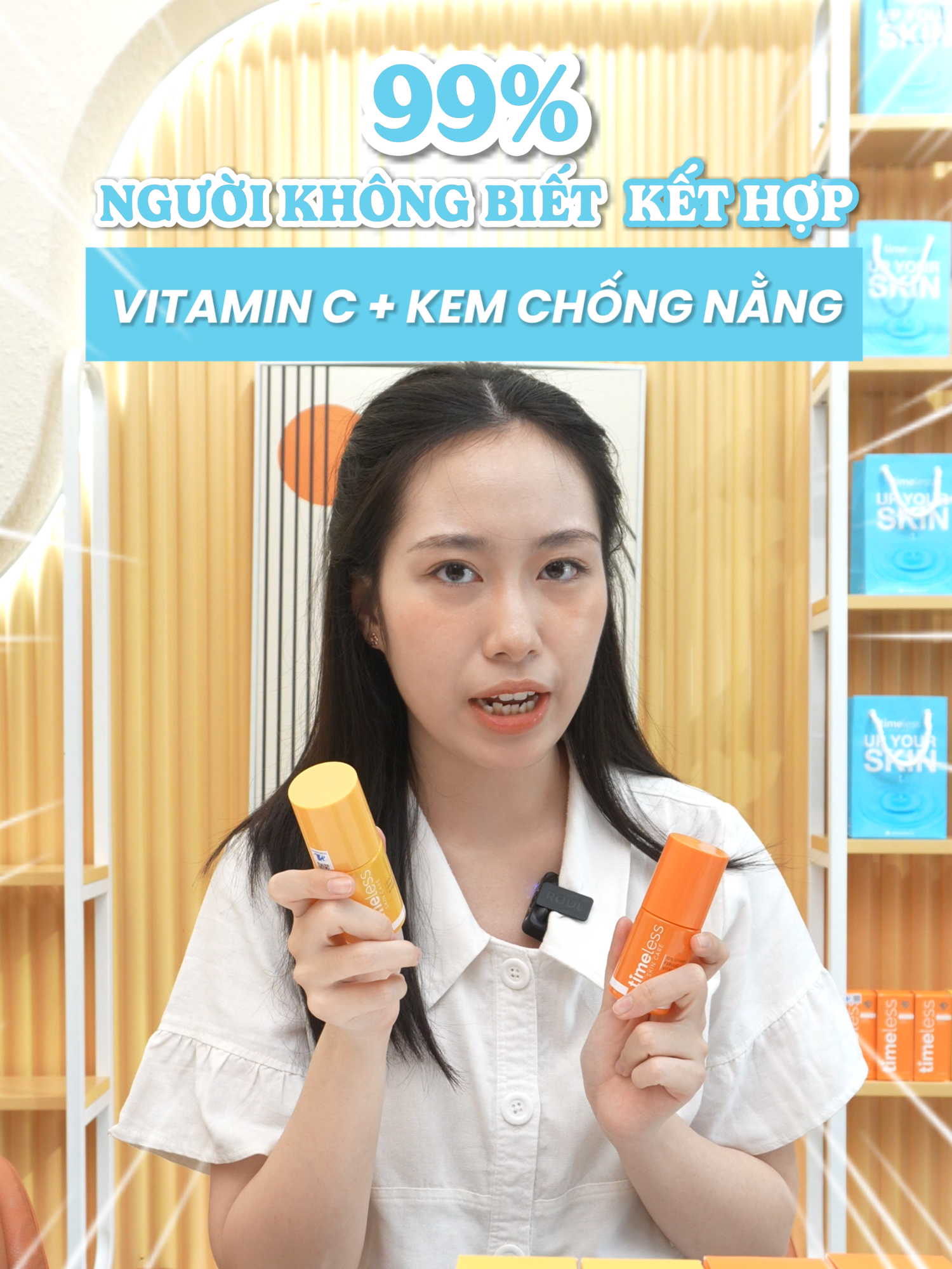 ☀️ Nắm rõ cách kết hợp Vitamin C với kem chống nắng sẽ giúp bạn nhân đôi hiệu quả dưỡng sáng da! ✨🧴 #vitaminc #timelessvitaminc #HYALURONICACID #serumtimeless #tipskincare #duongsangda