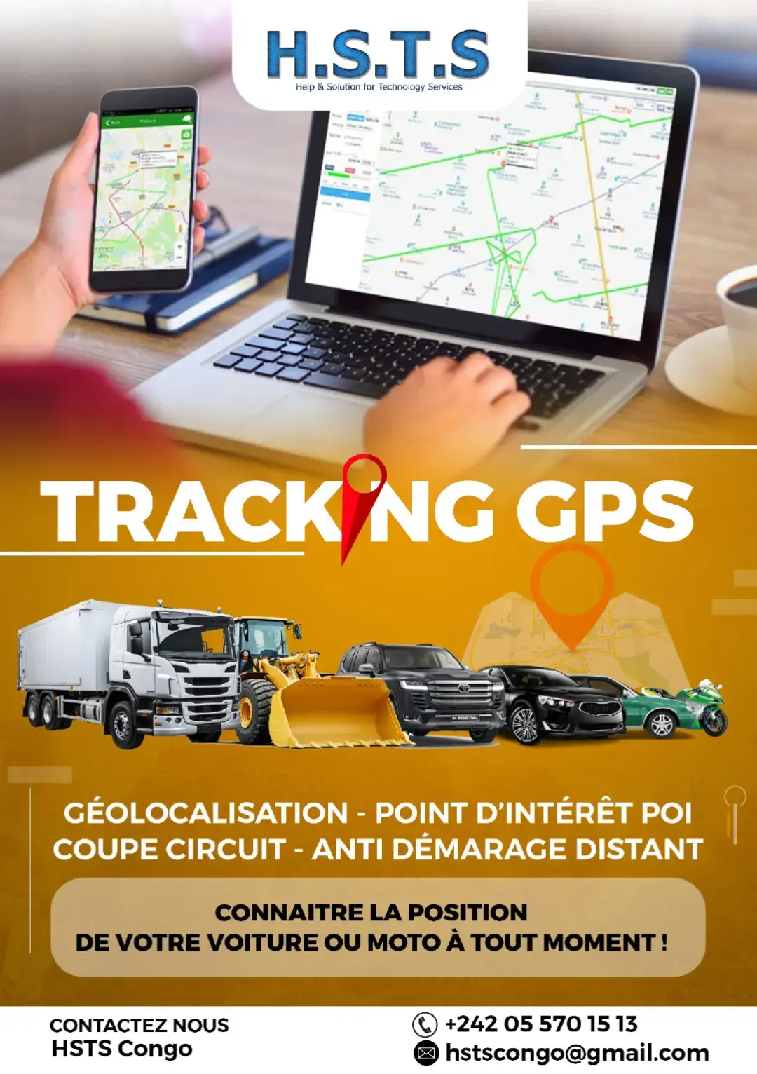 🚘🔒𝐋𝐚 𝐬𝐞́𝐜𝐮𝐫𝐢𝐭𝐞́ 𝐝𝐞 𝐯𝐨𝐭𝐫𝐞 𝐯𝐨𝐢𝐭𝐮𝐫𝐞 𝐧’𝐚𝐭𝐭𝐞𝐧𝐝 𝐩𝐚𝐬 : 𝐚𝐠𝐢𝐬𝐬𝐞𝐳 𝐝𝐞̀𝐬 𝐚𝐮𝐣𝐨𝐮𝐫𝐝’𝐡𝐮𝐢 !                    💰𝐍𝐨𝐬 𝐓𝐚𝐫𝐢𝐟𝐬 : 1️⃣- 𝐍𝐨𝐫𝐦𝐚𝐥  𝟑𝟓.𝟎𝟎𝟎𝐟𝐫 𝐂𝐅𝐀 (𝗅𝖾 𝖼𝗅𝗂𝖾𝗇𝗍 𝖽𝗈𝗂𝗍 𝗌𝖾 𝗆𝗎𝗇𝗂𝗋)        ✅𝖴𝗇𝖾 𝖼𝖺𝗋𝗍𝖾 𝖲𝖨𝖬 𝖺𝖼𝗍𝗂𝗏𝖾́𝖾 ;        ✅𝖴𝗇 𝗉𝖾𝗍𝗂𝗍 𝖿𝗈𝗋𝖿𝖺𝗂𝗍 𝖨𝗇𝗍𝖾𝗋𝗇𝖾𝗍 (𝖾𝗇𝗏𝗂𝗋𝗈𝗇 𝟣𝟢𝟢 𝖬𝗈). 2️⃣- 𝐏𝐫𝐞𝐦𝐢𝐮𝐦   𝟔𝟎.𝟎𝟎𝟎𝐟𝐫 𝐂𝐅𝐀        ✅𝖠𝖻𝗈𝗇𝗇𝖾𝗆𝖾𝗇𝗍 𝟨 𝖬𝗈𝗂𝗌 (𝖫𝗂𝖺𝗂𝗌𝗈𝗇 𝖲𝖺𝗍𝖾𝗅𝗅𝗂𝗍𝖾) ;        ✅𝖦𝖺𝗋𝖺𝗇𝗍𝗂𝖾 𝟨 𝖬𝗈𝗂𝗌 (𝗋𝖾𝗆𝗉𝗅𝖺𝖼𝖾𝗆𝖾𝗇𝗍 𝗀𝗋𝖺𝗍𝗎𝗂𝗍 𝖽𝗎 𝖦𝖯𝖲 𝖾𝗇 𝖼𝖺𝗌 𝖽𝖾 𝗉𝖺𝗇𝗇𝖾) ;        ✅𝖦𝖾𝗌𝗍𝗂𝗈𝗇 𝖽𝖾 𝖿𝗅𝗈𝗍𝗍𝖾 (𝖺𝖼𝖼𝖾̀𝗌 𝗆𝗎𝗅𝗍𝗂-𝗏𝖾́𝗁𝗂𝖼𝗎𝗅𝖾𝗌 𝗌𝗎𝗋 𝗅’𝖺𝗉𝗉𝗅𝗂𝖼𝖺𝗍𝗂𝗈𝗇)        ✅𝖠𝗌𝗌𝗂𝗌𝗍𝖺𝗇𝖼𝖾 𝗋𝖺𝗉𝗂𝖽𝖾 𝖾𝗇 𝖼𝖺𝗌 𝖽𝖾 𝗏𝗈𝗅 ;        ✅𝖧𝗂𝗌𝗍𝗈𝗋𝗂𝗊𝗎𝖾 𝖽𝖾 𝗍𝗋𝖺𝗃𝖾𝗍 𝗃𝗎𝗌𝗊𝗎’𝖺̀ 𝟥 𝖺𝗇𝗌.                      ✨ 𝐅𝐨𝐧𝐜𝐭𝐢𝐨𝐧𝐧𝐚𝐥𝐢𝐭𝐞́𝐬 𝐩𝐫𝐢𝐧𝐜𝐢𝐩𝐚𝐥𝐞𝐬 : 📍𝖲𝗎𝗂𝗏𝗂 𝖾𝗇 𝗍𝖾𝗆𝗉𝗌 𝗋𝖾́𝖾𝗅 & 𝖫𝗈𝖼𝖺𝗅𝗂𝗌𝖺𝗍𝗂𝗈𝗇 𝟤𝟦𝗁/𝟤𝟦 ; 🔒𝖲𝗎𝗋𝗏𝖾𝗂𝗅𝗅𝖺𝗇𝖼𝖾 𝖺𝗇𝗍𝗂-𝗏𝗈𝗅 : 𝖠𝗅𝖾𝗋𝗍𝖾𝗌 𝗂𝗇𝗌𝗍𝖺𝗇𝗍𝖺𝗇𝖾́𝖾𝗌 𝖾𝗇 𝖼𝖺𝗌 𝖽𝖾 𝗆𝗈𝗎𝗏𝖾𝗆𝖾𝗇𝗍 𝗌𝗎𝗌𝗉𝖾𝖼𝗍 ;  ⚙️𝖯𝖺𝗋𝖺𝗆𝖾́𝗍𝗋𝖺𝗀𝖾 𝖿𝗅𝖾𝗑𝗂𝖻𝗅𝖾 : 𝗓𝗈𝗇𝖾𝗌, 𝗏𝗂𝗍𝖾𝗌𝗌𝖾, 𝖿𝗋𝖾́𝗊𝗎𝖾𝗇𝖼𝖾 𝗌𝖾𝗅𝗈𝗇 𝗏𝗈𝗌 𝖻𝖾𝗌𝗈𝗂𝗇𝗌 ; 🔋 𝖠𝗅𝖾𝗋𝗍𝖾 𝖻𝖺𝗍𝗍𝖾𝗋𝗂𝖾 𝖿𝖺𝗂𝖻𝗅𝖾 : 𝖭𝗈𝗍𝗂𝖿𝗂𝖼𝖺𝗍𝗂𝗈𝗇 𝗊𝗎𝖺𝗇𝖽 𝗅𝖺 𝖻𝖺𝗍𝗍𝖾𝗋𝗂𝖾 𝗂𝗇𝗍𝖾𝗋𝗇𝖾 𝖾𝗌𝗍 𝗉𝗋𝖾𝗌𝗊𝗎𝖾 𝗏𝗂𝖽𝖾 ;  🗂️𝖧𝗂𝗌𝗍𝗈𝗋𝗂𝗊𝗎𝖾 𝖽𝖾𝗌 𝗍𝗋𝖺𝗃𝖾𝗍𝗌 (𝗏𝗂𝗌𝗎𝖺𝗅𝗂𝗌𝖺𝗍𝗂𝗈𝗇 𝖽𝖾́𝗍𝖺𝗂𝗅𝗅𝖾́𝖾) ;  🚧 𝖢𝗅𝗈̂𝗍𝗎𝗋𝖾 𝖾́𝗅𝖾𝖼𝗍𝗋𝗈𝗇𝗂𝗊𝗎𝖾 : 𝖺𝗅𝖾𝗋𝗍𝖾 𝖾𝗇𝗍𝗋𝖾́𝖾/𝗌𝗈𝗋𝗍𝗂𝖾 𝖽𝖾 𝗓𝗈𝗇𝖾 𝖽𝖾́𝖿𝗂𝗇𝗂𝖾 ;  ⛔ 𝖠𝗋𝗋𝖾̂𝗍 𝖽𝗎 𝗆𝗈𝗍𝖾𝗎𝗋 𝖺̀ 𝖽𝗂𝗌𝗍𝖺𝗇𝖼𝖾 (𝖲𝖬𝖲 𝗈𝗎 𝗉𝗅𝖺𝗍𝖾𝖿𝗈𝗋𝗆𝖾 𝖾𝗇 𝖼𝖺𝗌 𝖽𝖾 𝗏𝗈𝗅/𝗎𝗋𝗀𝖾𝗇𝖼𝖾) ;  🚗 𝖠𝗅𝖾𝗋𝗍𝖾 𝖽𝖾́𝗆𝖺𝗋𝗋𝖺𝗀𝖾 (𝖠𝖢𝖢 𝖮𝖭) ; 📲 𝖠𝗅𝖾𝗋𝗍𝖾𝗌 𝗆𝗎𝗅𝗍𝗂-𝖼𝖺𝗇𝖺𝗎𝗑 : 𝖲𝖬𝖲, 𝖺𝗉𝗉𝖾𝗅 𝗈𝗎 𝖺𝗉𝗉𝗅𝗂 𝗆𝗈𝖻𝗂𝗅𝖾 ;  🔋𝖡𝖺𝗍𝗍𝖾𝗋𝗂𝖾 𝗂𝗇𝗍𝖾𝗋𝗇𝖾 : 𝖯𝖾𝗋𝗆𝖾𝗍 𝗎𝗇𝖾 𝖺𝗎𝗍𝗈𝗇𝗈𝗆𝗂𝖾 𝗍𝖾𝗆𝗉𝗈𝗋𝖺𝗂𝗋𝖾 𝖾𝗇 𝖼𝖺𝗌 𝖽𝖾 𝖼𝗈𝗎𝗉𝗎𝗋𝖾 𝖽’𝖺𝗅𝗂𝗆𝖾𝗇𝗍𝖺𝗍𝗂𝗈𝗇 ; ⚡𝖨𝗇𝗌𝗍𝖺𝗅𝗅𝖺𝗍𝗂𝗈𝗇 𝖦𝗋𝖺𝗍𝗎𝗂𝗍𝖾 𝖾𝗍 𝗋𝖺𝗉𝗂𝖽𝖾 : 𝗆𝗈𝗂𝗇𝗌 𝖽𝖾 𝟥𝟢 𝗆𝗂𝗇𝗎𝗍𝖾𝗌.                           ✨ 𝖭𝖡 : 𝖠𝗎𝖼𝗎𝗇 𝖿𝗋𝖺𝗂𝗌 𝗌𝗎𝗉𝗉𝗅𝖾́𝗆𝖾𝗇𝗍𝖺𝗂𝗋𝖾 𝖺̀ 𝗉𝗋𝖾́𝗏𝗈𝗂𝗋 ! 👉 𝖱𝖾́𝗌𝖾𝗋𝗏𝖾𝗓 𝖽𝖾̀𝗌 𝖺𝗎𝗃𝗈𝗎𝗋𝖽’𝗁𝗎𝗂 𝗏𝗈𝗍𝗋𝖾 𝗂𝗇𝗌𝗍𝖺𝗅𝗅𝖺𝗍𝗂𝗈𝗇 𝗀𝗋𝖺𝗍𝗎𝗂𝗍𝖾 ! 📞𝖳𝖤𝖫 : 05 570 1513 (𝖠𝗉𝗉𝖾𝗅 & 𝖶𝗁𝖺𝗍𝗌𝖠𝗉𝗉) HSTS Congo 🙏 𝖬𝖾𝗋𝖼𝗂 𝗉𝗈𝗎𝗋 𝗅𝖺 𝖼𝗈𝗇𝖿𝗂𝖺𝗇𝖼𝖾 𝖾𝗍 𝗅’𝗂𝗇𝗍𝖾́𝗋𝖾̂𝗍 𝗊𝗎𝖾 𝗏𝗈𝗎𝗌 𝗉𝗈𝗋𝗍𝖾𝗓 𝖺̀ 𝗇𝗈𝗌 𝗌𝖾𝗋𝗏𝗂𝖼𝖾𝗌.   📍𝖣𝗂𝗌𝗉𝗈𝗇𝗂𝖻𝗅𝖾 𝖺̀ 𝖡𝗋𝖺𝗓𝗓𝖺𝗏𝗂𝗅𝗅𝖾, 𝖯𝗈𝗂𝗇𝗍𝖾-𝖭𝗈𝗂𝗋𝖾 𝖾𝗍 𝗌𝗎𝗋 𝗍𝗈𝗎𝗍 𝗅𝖾 𝗍𝖾𝗋𝗋𝗂𝗍𝗈𝗂𝗋𝖾 𝗇𝖺𝗍𝗂𝗈𝗇𝖺𝗅 (𝖵𝗈𝗂𝗍𝗎𝗋𝖾𝗌, 𝖬𝗈𝗍𝗈𝗌, 𝖪𝖺𝗏𝖺𝗄𝗂𝗌, 𝖢𝖺𝗆𝗂𝗈𝗇𝗌) 📍 #sécuritéauto #gpsbrazzaville #traceurvoiture #gpstraceur #post                   ́curitéauto 