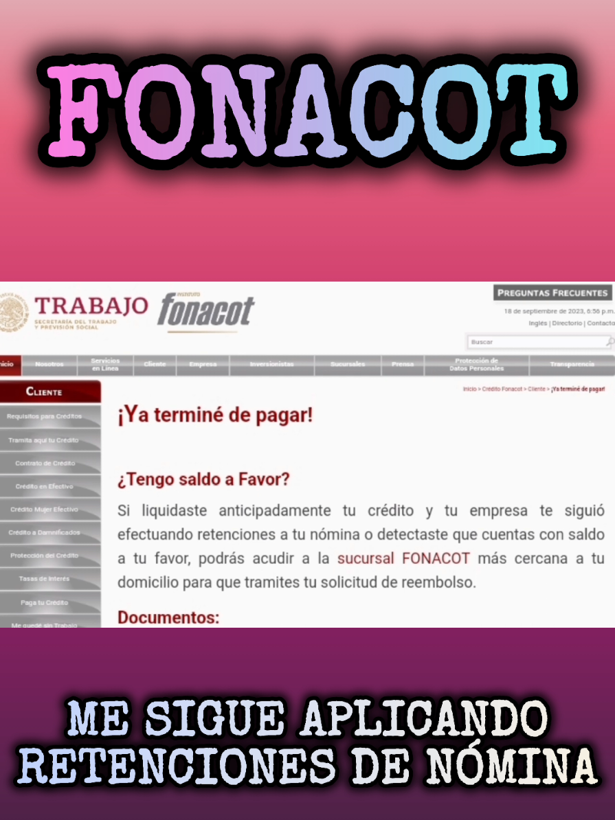 Me siguen descontando via nómina mi crédito de Fonacot que ya liquidé. ¿Que debo hacer? Solicitar mi saldo a favor #Fonacot #PrestamoFonacot #CreditoFonacot #FonacotCredito #SaldoaFavor