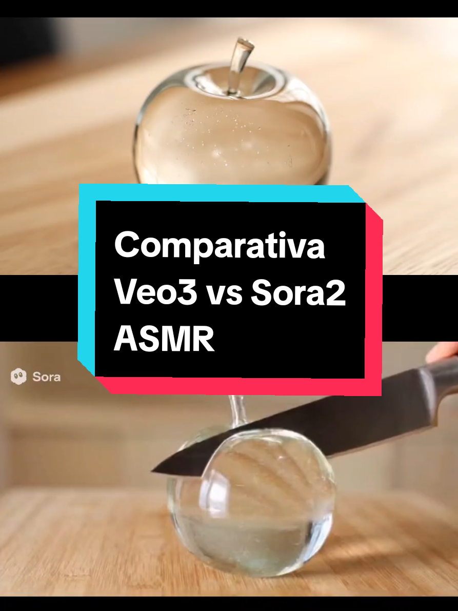 Parte 3 - Comparativa Veo3 vs Sora2 ASMR Probamos veo3 y Sora2 con el mismo prompt de ASMR sin ajustes y estos fueron los resultados. Cual te parece mejor? #veo3 #sora2 #openai #googleai #ia 