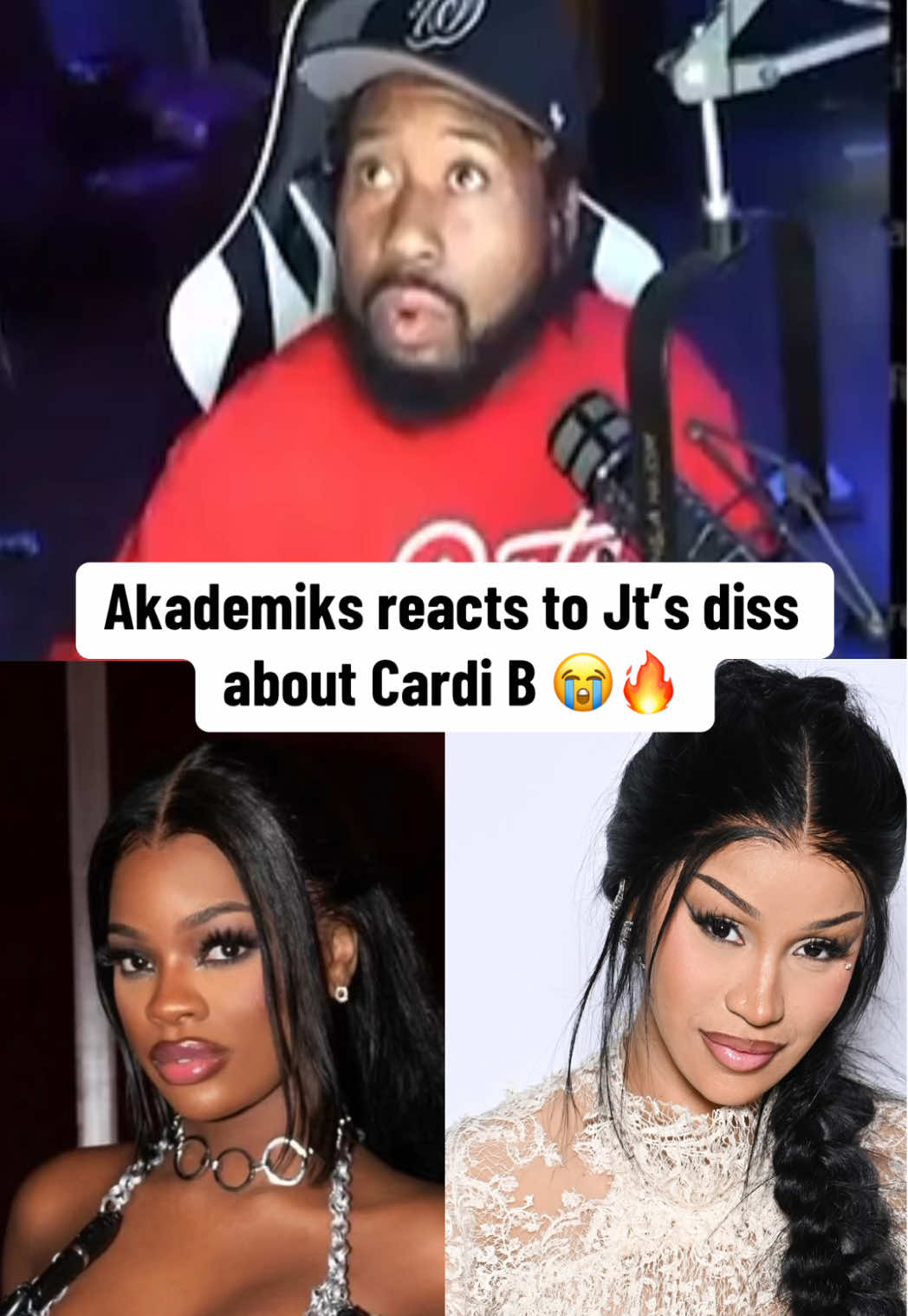 Akademiks reacts to Jt’s diss about Cardi B 😭🔥 #jt #cardib #diss #fyp #akademiks 