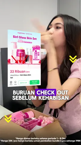 🍀 Jangan sampai kulit kamu kusam ya! Soalnya SET 5pcs Glass Skin nya G2G bisa bantu mencerahkn dan bantu kamu glowing~ 🥰🎉 Tenang aja! G2G lagi ada harga spesial loh 💸 Cuss checkout di TikTok live sekarang 💖 #G2G #SET5pcsGlowing #mencerahkan #niacinamide #glowingskin 