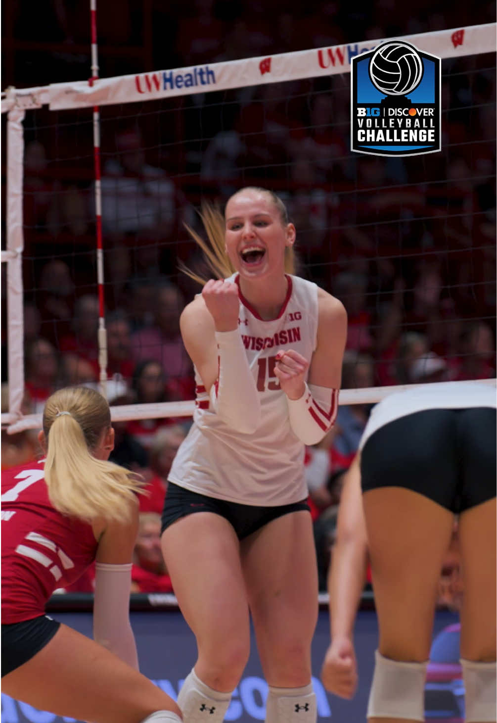 Mimi Colyer led the Badgers with a game-high 1️⃣6️⃣ kills in Wisconsin’s #B1GVBChallenge win over Illinois 🔥 📍 @DiscoverOfficial 