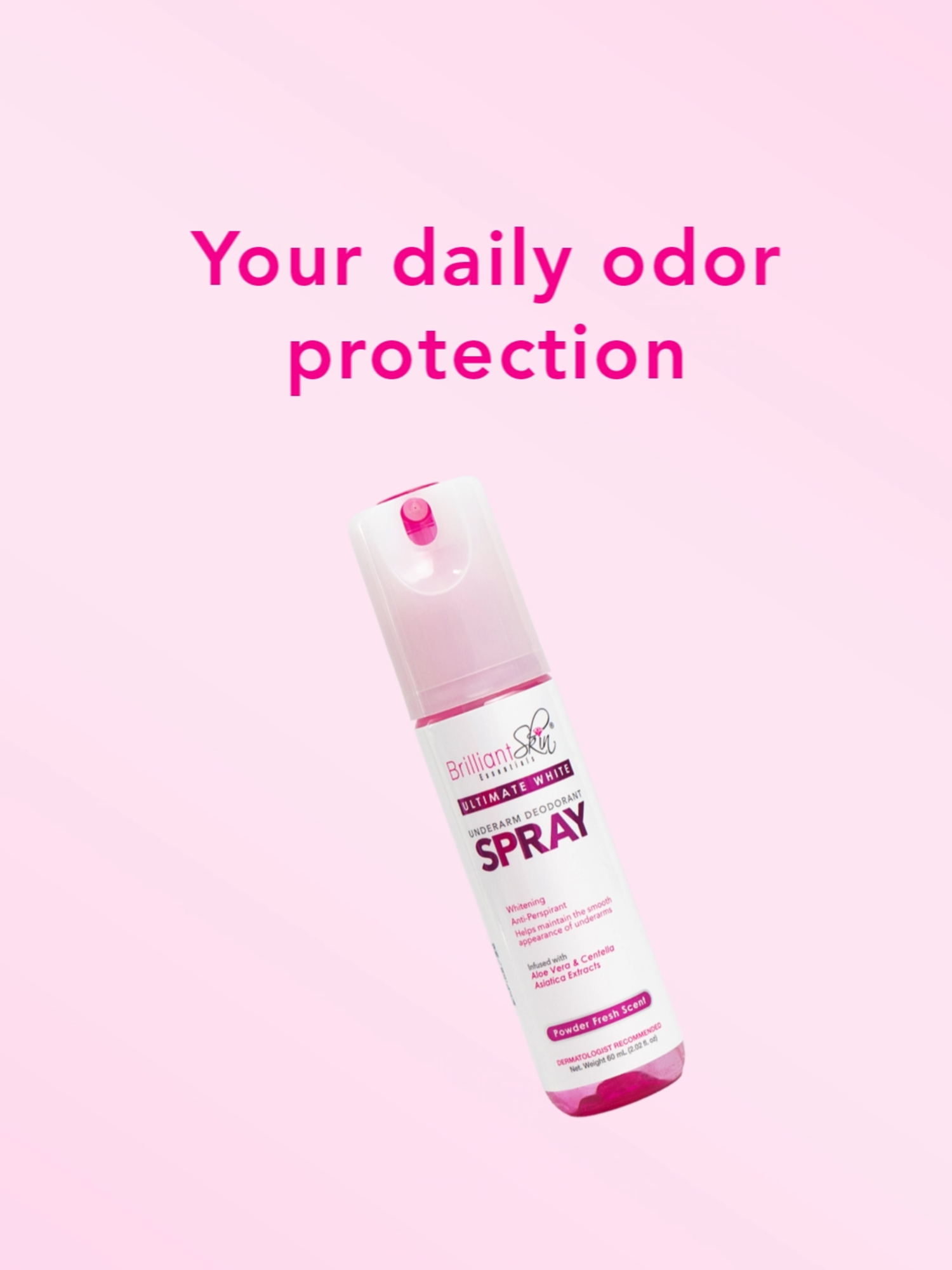 Total underarm freshness in every spray! 💖 Stay confidently radiant and protected with Ultimate White Underarm Deodorant Spray. ✨ #UnderarmDeodorantSpray   #BrilliantSkinEssentials