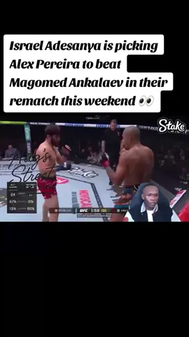 Israel Adesanya is picking Alex Pereira to beat Magomed Ankalaev in their rematch this weekend 👀 #UFC320  