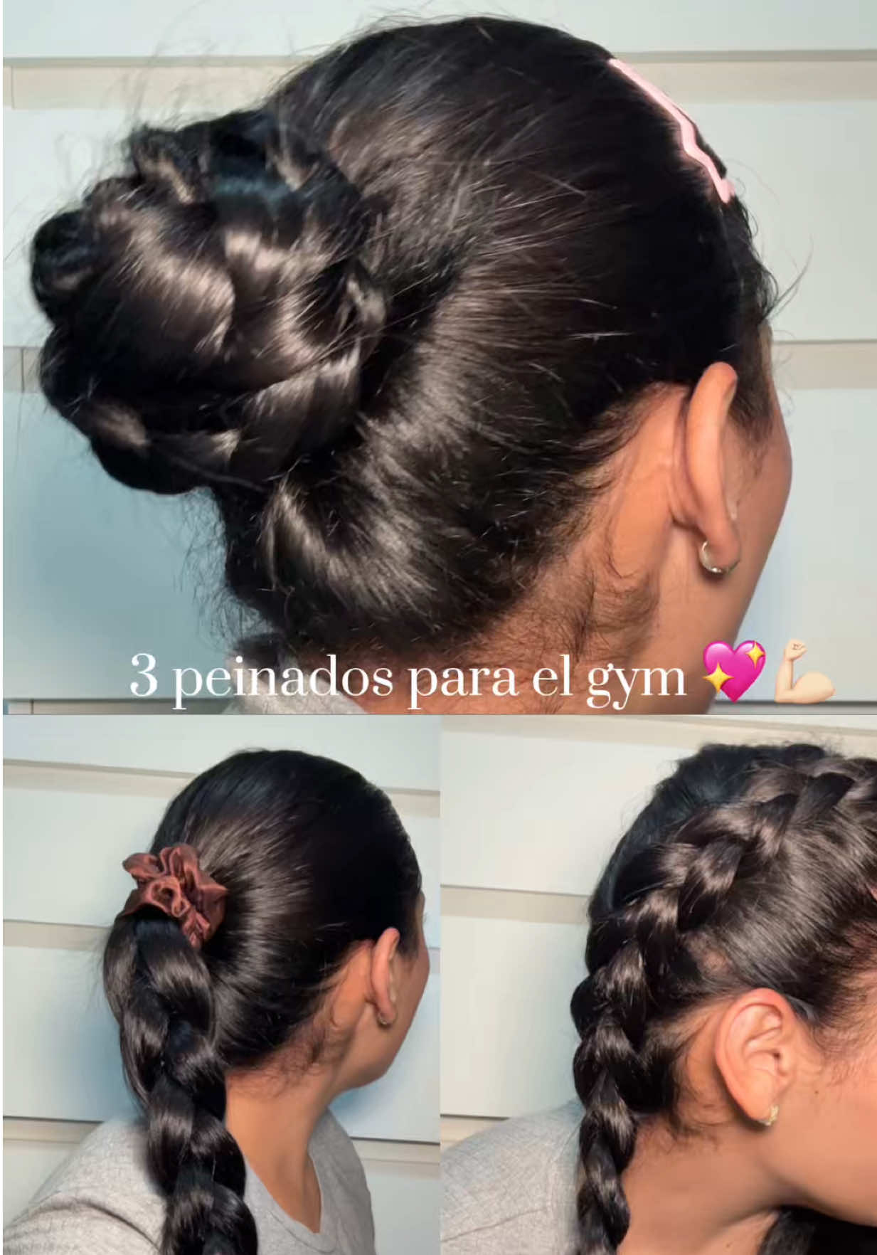 3 peinados fáciles y rápidos para ir al gym 💪✨ ¿Cuál harías tú mañana? 👇 gymhair #peinadosfáciles #fitnessgirl #peinadosparagym #gymhairstyles #hairtips 