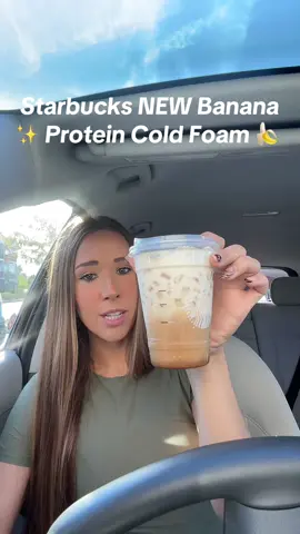 @Starbucks just launched their new Banana Protein Cold Foam 🍌☕️ with 15g of protein. I love the banana flavor—it tastes fresh and not artificial at all. Definitely a must-try. Check it out and let me know what you think! 💛 #Starbucks #BananaProteinColdFoam #ProteinCoffee #CoffeeLovers #StarbucksDrinks 