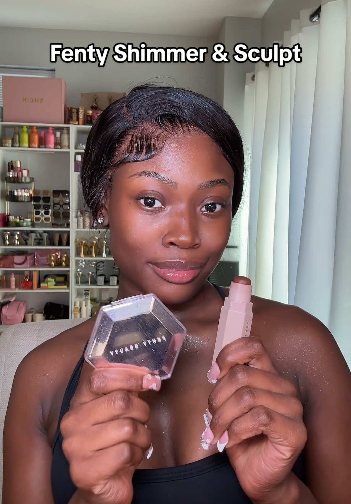 Contour & glow like diamond + The Fenty Beauty Contour Match Stix + Diamond Bomb duo is all you need to snatch your face and shine effortlessly. @Fenty Beauty #fentyglow #tiktokshopfinds  #fentydiamondbomb #ContourMatchStix #fentysuperbrandday