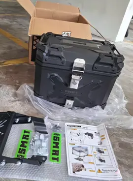 COMBO SET SMRT ABS 45L V1 V2 Topbox with Monorack Lipat Stainless Steel Double Lock Premium Leather Aluminium Base Plate Y15/Y16/LCV1-V8/RSX/RS/EX5/WAVE/ NMAX/VARIO/etc #comboset #topbox #monorack #lipat 