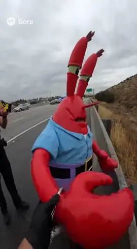 Mr krabs runs from cops😂 #ai #sora #artificialintelligence #funny #fyp 