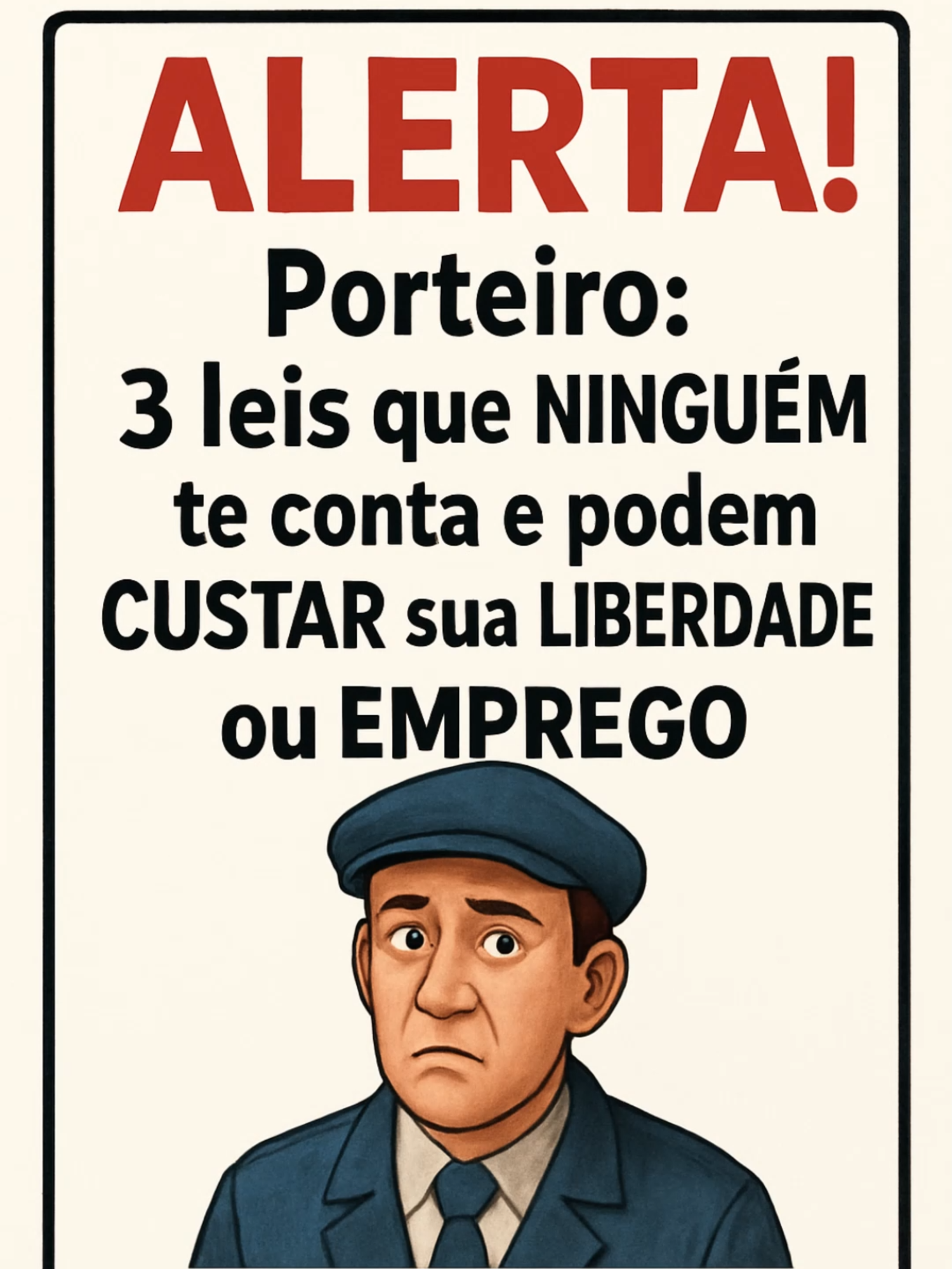🚨 Porteiro: 3 Leis que NINGUÉM te conta e podem te CUSTAR a LIBERDADE ou o EMPREGO! Porteiro, sua liberdade e seu emprego estão em risco!  🚨 3 leis cruciais que ninguém te conta podem acabar com sua carreira.  Não ignore, se proteja #Porteiro #SegurancaPrivada  #DireitoDoTrabalho #CodigoPenal  #Vigilante #Portaria #Condominio  #Alerta #LeisDoPorteiro #Justica #EmpregoEmRisco