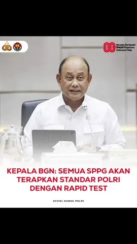 Kepala Badan Gizi Nasional (BGN) Dadan Hindayana memastikan seluruh Satuan Pelayanan Pemenuhan Gizi (SPPG) akan dilengkapi rapid test sebagai langkah pencegahan keracunan makanan. Kebijakan ini disampaikan usai rapat di Kompleks Parlemen, Senayan, Jakarta, Rabu (1/10). Menurut Dadan, SPPG di bawah naungan Polri sudah lebih dulu menjalankan standar ketat dengan rapid test sebelum makanan dibagikan. Instruksi Presiden juga menekankan bahwa semua SPPG harus mengadopsi pola pengelolaan seperti dapur Polri. Anggota Komisi IX DPR RI, Irma Chaniago, menyebut keberhasilan 600 SPPG Polri yang bebas kasus bisa jadi contoh tata kelola dapur gizi nasional. Kontribusi Wujudkan Visi Misi Pemerintah dan Apresiasi #DukunganProgramPemerintah “Bangunan yang dikelola Polri itu memang memenuhi standar yang baik. Selain itu, sebelum makanan dibagikan, mereka melakukan rapid test terlebih dahulu. Instruksi Presiden jelas, seluruh dapur nantinya akan menerapkan sistem yang sama.” ujar Kepala BGN.