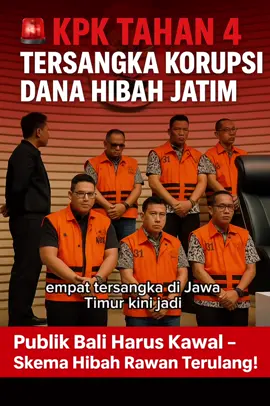 🚨 KPK Tahan 4 Tersangka Kasus Korupsi Dana Hibah Jatim Empat tersangka resmi ditahan oleh KPK terkait dugaan korupsi pengurusan dana hibah untuk kelompok masyarakat (Pokmas) di Jawa Timur tahun 2021–2022. Di antaranya, ada mantan anggota DPRD Jatim serta beberapa pihak swasta dari Gresik, Blitar, dan Tulungagung. Penahanan dilakukan untuk 20 hari pertama di Rutan Cabang KPK, Merah Putih, Jakarta. Kasus ini menjadi lanjutan dari pengembangan OTT KPK terhadap eks Wakil Ketua DPRD Jatim pada Desember 2022. 📌 Publik menunggu: apakah kasus seperti ini juga akan terbongkar di daerah lain, termasuk Bali? 📷: iNews.id #KPK #Korupsi #DanaHibah #Jatim #BreakingNews  