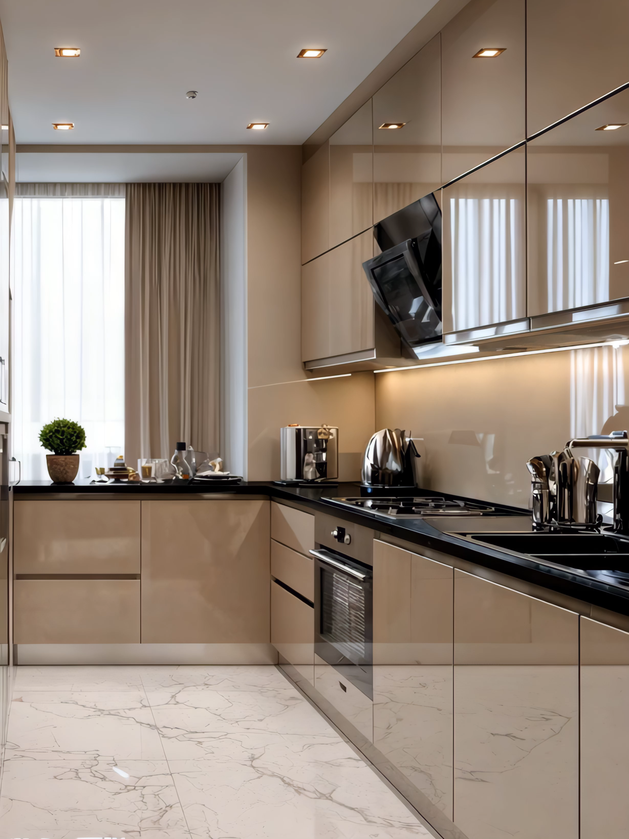 Căn bếp sáng bừng, ấm áp hạnh phúc. #thietkenoithat #noithattugia #phongbep #noithatphongbepdep #fyp #xuhuong