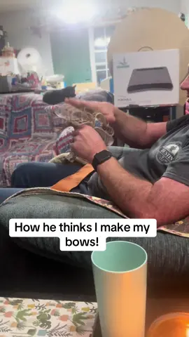 When your spouse thinks what you make is easy!!! #bowmaking #smallbusinessowner #thepaintedneedle #handmade #diybow 