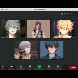 My MCs on zoom meeting lol 😂 #HonkaiStarRail #wutheringwaves #loveanddeepspace #GenshinImpact #hsrcreators 
