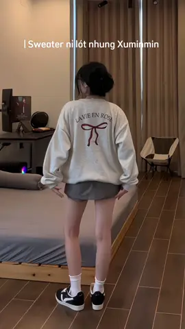 áo sweater lót nhung Xuminmin 🧣🌷 #fyp #xuhuong #xuminmin #myoutfit 