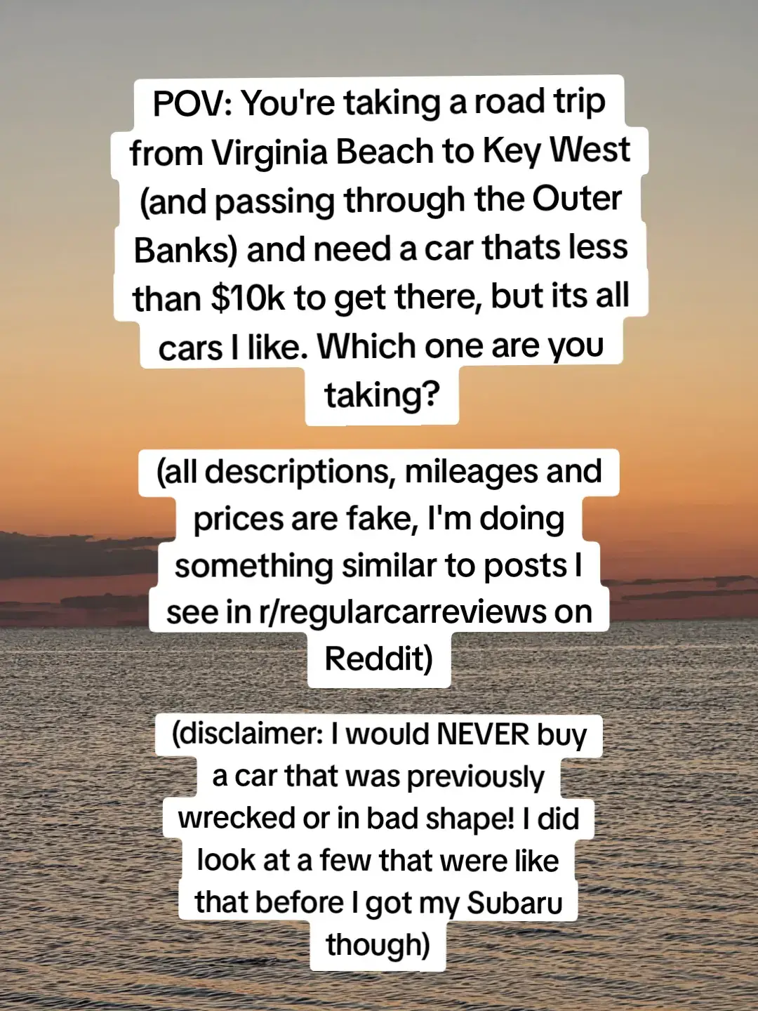 Disclaimer: I like the overall car models themselves but would never buy an example thats been previously damaged, or unreliable etc. I simply like the cars themselves.