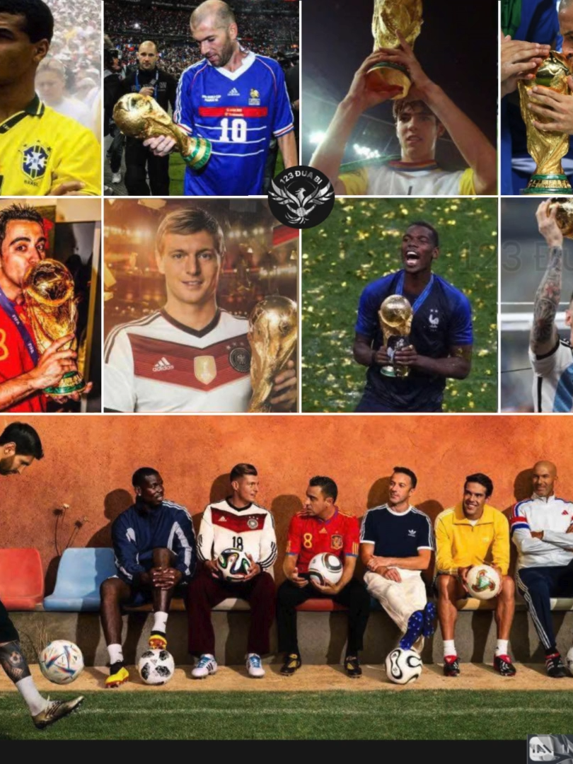 Các nhà vô địch World Cup từ năm 1994 đến năm 2022 của nhà Das  🇧🇷 1994 – Cafu 🇫🇷 1998 – Zidane 🇧🇷 2002 – Kaká 🇮🇹 2006 – Del Piero 🇪🇸 2010 – Xavi 🇩🇪 2014 – Kroos 🇫🇷 2018 – Pogba 🇦🇷 2022 – Messi #messi #zidane #kaka #delpirro #xavi #kroos #pogba #worldcup #viral #