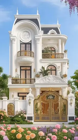 🌹 Biệt thự tân cổ điển 3 tầng – tuyệt tác kiến trúc giữa vườn hoa rực rỡ. @ATVConstruction369  Mặt tiền thanh thoát với hệ cột trụ tròn vững chãi, ban công uốn cong mềm mại và hoa văn mạ vàng tinh tế, tất cả cùng tôn lên vẻ đẹp sang trọng – đẳng cấp – lãng mạn. Khuôn viên ngập tràn sắc hoa khiến ngôi nhà vừa uy nghi, vừa tràn đầy sức sống. ✨ Một không gian sống lý tưởng cho những ai yêu thích sự tinh tế và quý phái. #BietThuTanCoDien #BietThuTrongMo #DepSangTrong #KienTrucDinhCao #atvconstruction