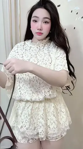 Set Áo Ren Tay Dơi Chun Eo Dáng Xoè Phối Quần Đùi#setdonu #setdoxinh #thoitrangnu #macdepmoingay 