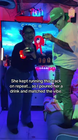 I love the way she looks at me. Some songs aren’t just music, they set the whole mood. 🍷✨ When the right track hits, it’s only right to create a vibe around it. #VibeCheck #SetTheMood #EnergyExchange #WholeVibe #cardib @Just Gracie✨ 