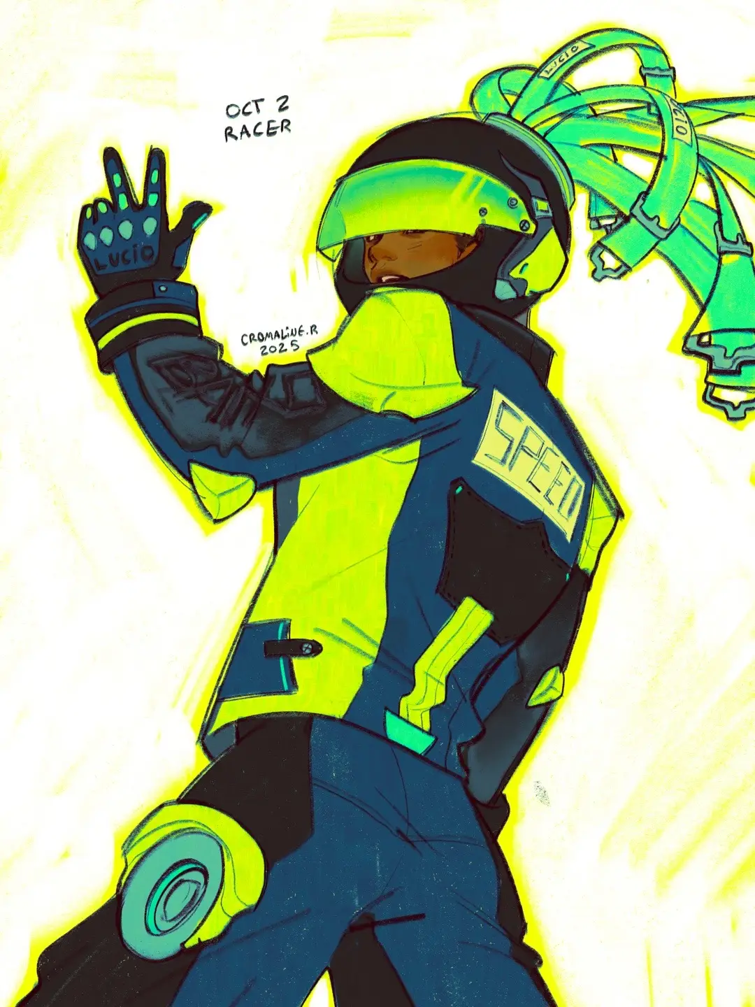 (day 2) racer lucio skin… call it nightcore #overwatch2 #fanart #luciotober 