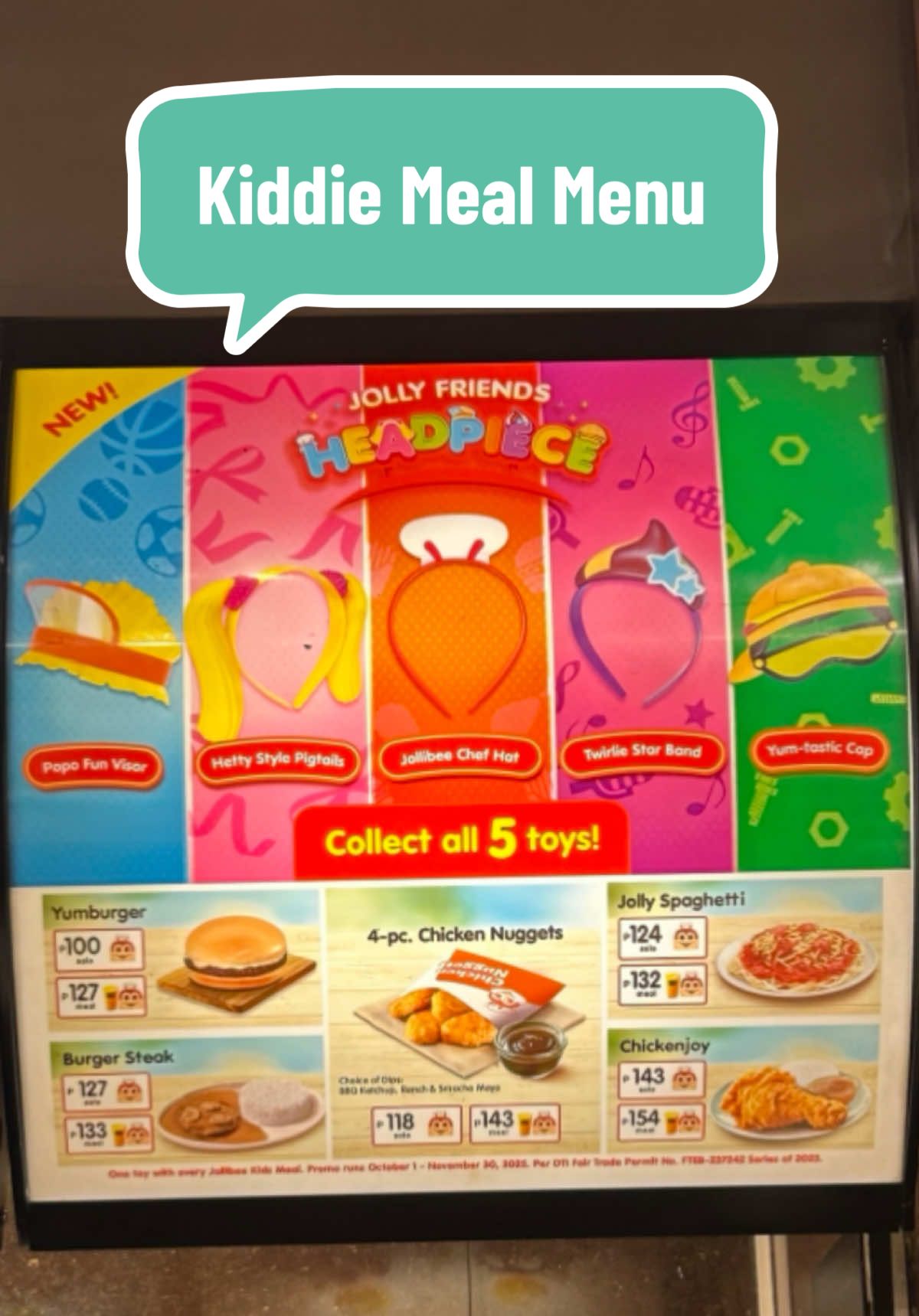 Sa mga balak po bumili ng jolly friends headpiece,eto po yung menu nila ❤️🫶🏼punta na sa malapit na jollibee sa inyo mga mommies ☺️👌🤣#kiddiemealtoys #jollibeeph #jollibeeheadpiece #hettypigtails #twirlieband 
