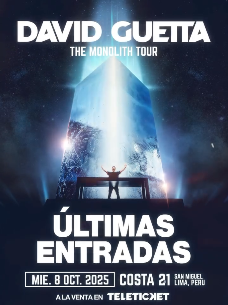 🎶⚡ ¿Estás listo para vibrar con el Monolith Tour en Lima? 🇵🇪 🗓 08 Octubre- Cista 21 🎟 ÚLTIMAS ENTRADAS AL DM (ZONA VIP) 📌 Ig: Mediaconcertspe  #davidguettaenperu #davidguettaenlima  #conciertosenlima #conciertosenperu #eventosperu 