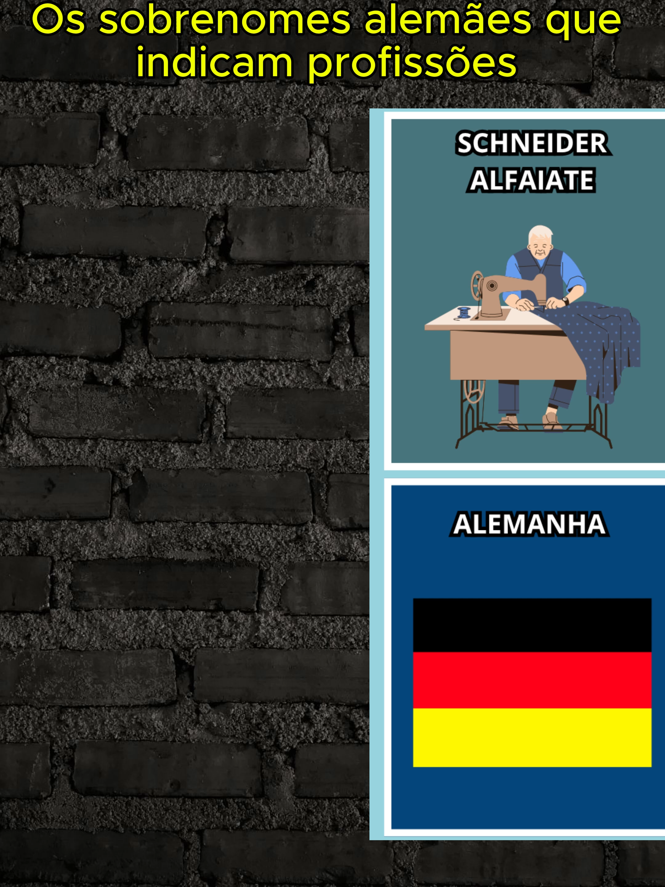 Os sobrenomes alemães que indicam profissões #nome #alemanha #schmidt #bauer #becker #schneider