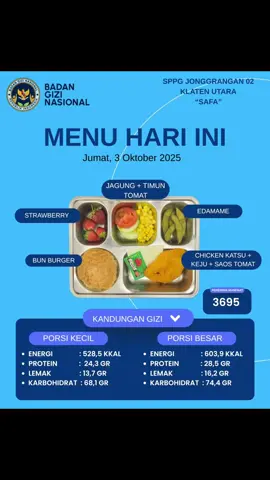 MENU REQUESTAN KALIAN ADIK ADIK 😙🥰#mbg #makanbergizigratis #mbgklaten #prabowo #sppg @gerindra @Hamenang Wajar Ismoyo @SMPN1KLATEN_Official @OSIS SMAN 3 KLATEN 